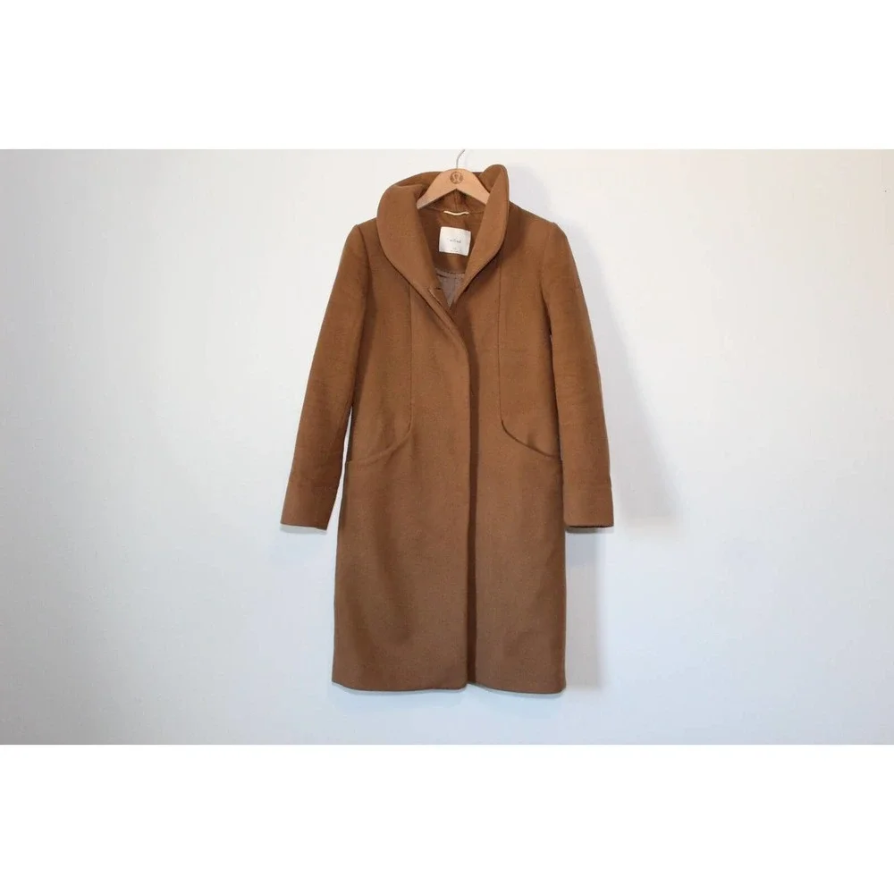 *Flawed Aritzia Wilfred The Cocoon Long Coat Wool Cashmere Camel Size XXS H14288 - Picture 2 of 15